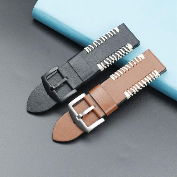 

watch bands genuine leather watchband 20 22 24mm quick release for samsung gear s3 classic frontier 2 neo live band wrist strap, Black;brown
