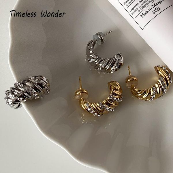 

timeless wonder stunning zirconia geo stud earrings women jewelry punk boho party designer hiphop ins trendy kpop 5442, Golden;silver