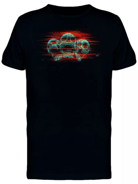 

grunge skulls, digital glitch men's tee -image by shutterstock, White;black