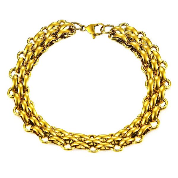 Braccialetti con ciondoli Larghi 13,5 mm Bracciale da uomo in acciaio inossidabile da uomo in oro con catena da uomo regalo di gioielli hip-hop rock