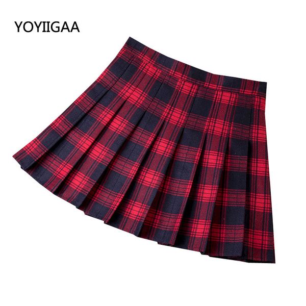 

skirt summer women high plaid waist chic female pleated s fashion harajuku ladies mini s casual cute woman short, Black