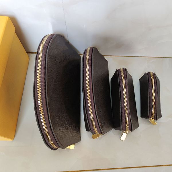 

4pcs/set designer brown women cosmetic bags letter organizer makeup travel pouch make up bag ladies mens purses organizador toiletry bagss g