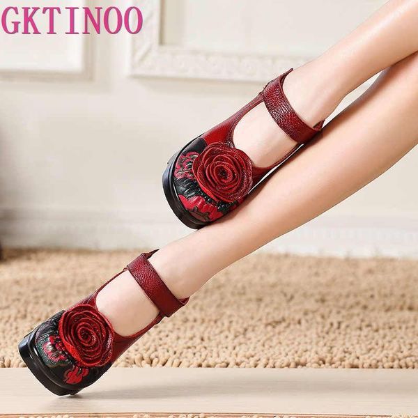 

dress shoes handmade 2021 spring autumn vintage comfortable women wedges genuine leather women's round toe platform high heels pumps, Black