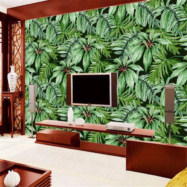 

wallpapers milofi tropical rainforest plant green banana leaf large mural wallpaper bedroom living room background wall