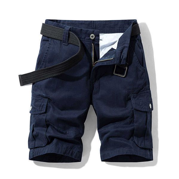 

2021 summer men's baggy multi pocket military cargo shorts male cotton navy mens tactical short pants 30-38 no belt, White;black