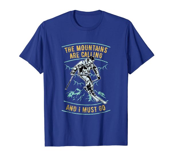 

vintage ski shirt - mountains are calling skiing tshirt, White;black