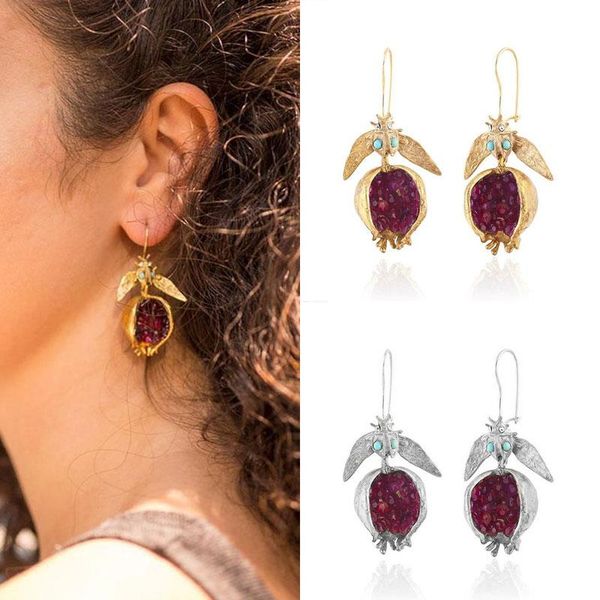 

pomegranate seeds earrings creative dangle earring jewelry ethnic vintage personality women fashion product eardrop & chandelier, Silver