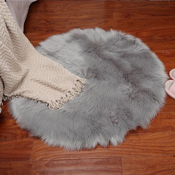 

carpets famifun 2021 circular sheepskin plain skin fur fluffy bedroom faux mat washable artificial textile area rugs