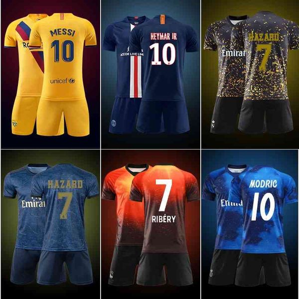 

football football suit men's star sky commemorative sports team printed children's shirt real madrid, Black;white