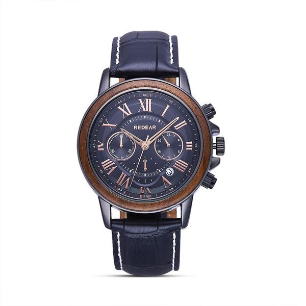 

wristwatches waterproof business men's and women's watch quartz sports luminous multifunctional wooden, Slivery;brown