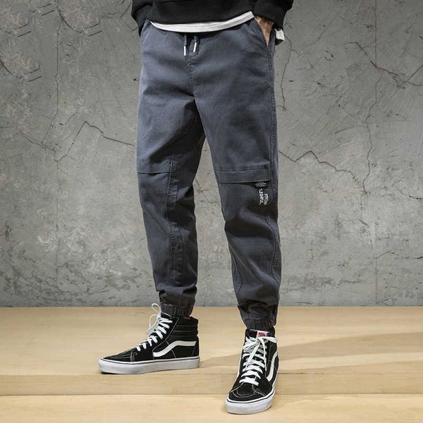 

fashion streetwear men jeans loose fit spliced designer casual cargo pants japanese style hip hop joggers wilde leg trousers, Blue
