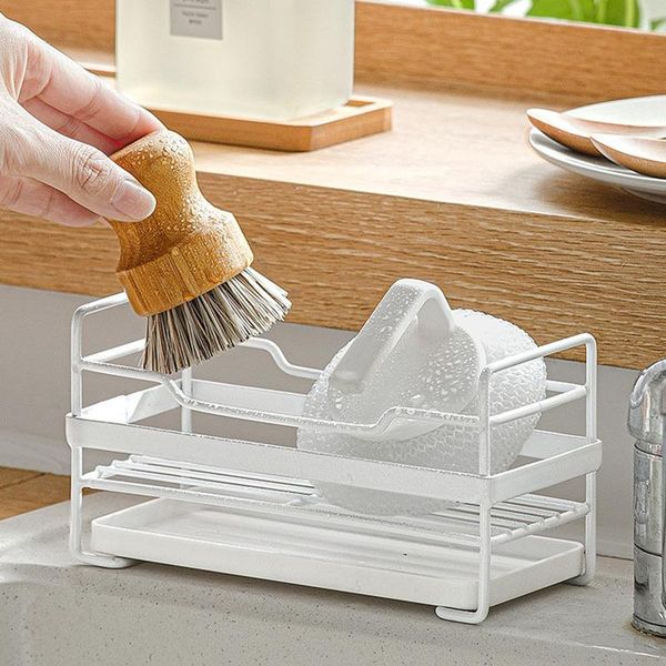 

kitchen storage & organization sponge cloth brush rack shelf removable tray holder organizer bathroom