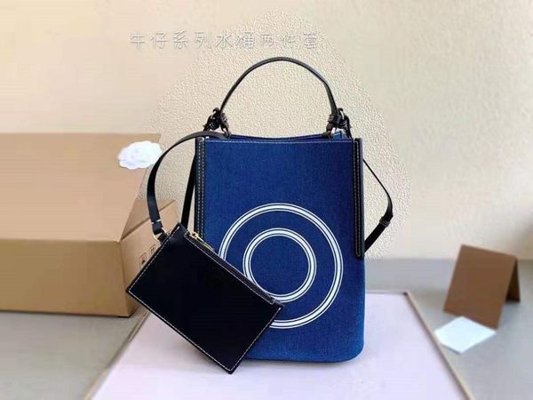 

evening bags women luxury handbag 21cm denim blue canvas bag bucket with small