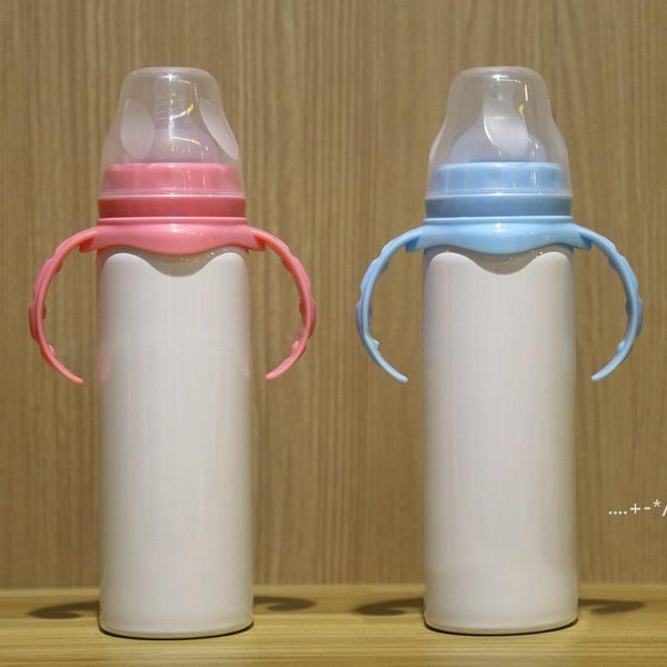 New8oz Сублимационные молочные бутылки из нержавеющей стали Baby Chariting с ниппель Handl Ena Breakable Whippy Cup для сублимационного морского пути EWF6094