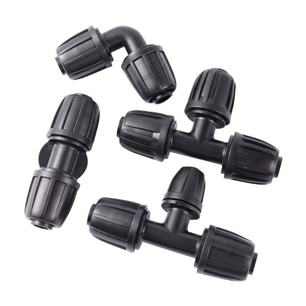 

watering equipments pe pipe tee elbow straight end plug connector lock nuts garden water coupling hose agricultural irrigation