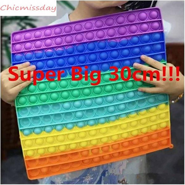 

us stock super big size 30cm party favors fidget toys push bubble autism needs squishy stress reliever rainbow kid funny anti-stress gifts