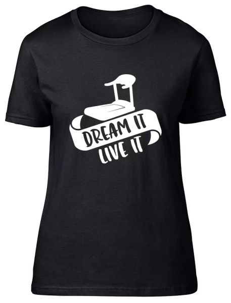 

dream it live it womens ladies cardio fitted t-shirt, White;black