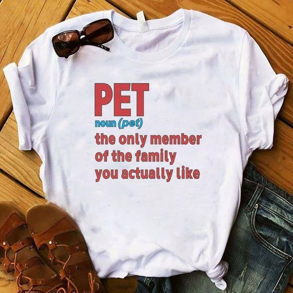 

pet letters printed short sleeve womens loose tee clothes graphic, White