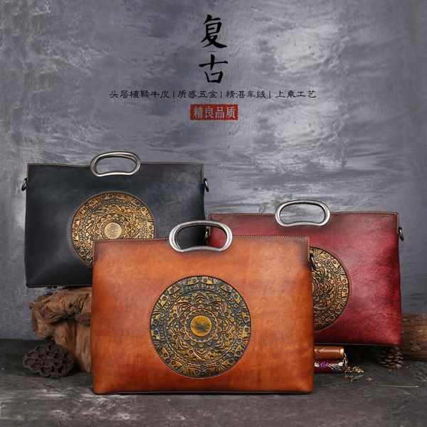 

evening bags women's handbag head leather wipe color large capacity totem bag