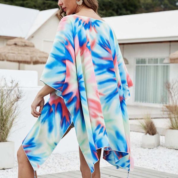 

women's t-shirt sunscreen chiffon woman t-shirts tie-dyed long sleeve harajuku casual vintage tee loose stretchy summer female t sh, White