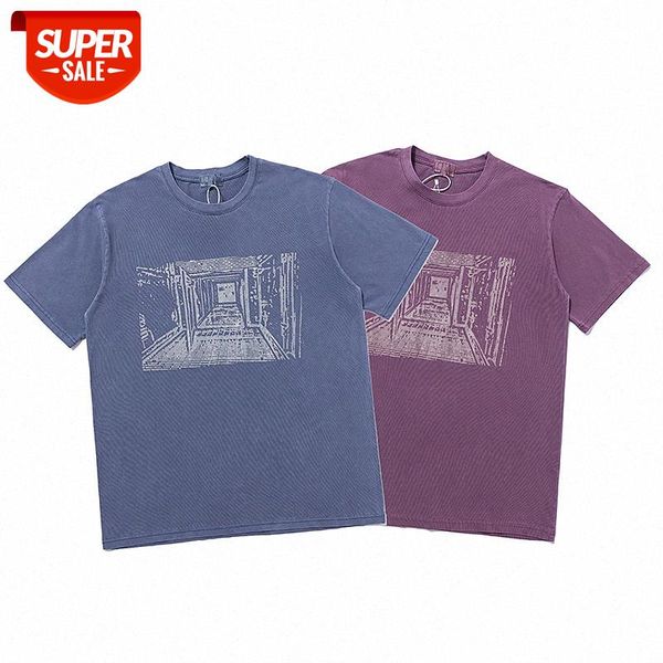 

washed batik interior corridor pattern short-sleeved batch #dz82, White;black