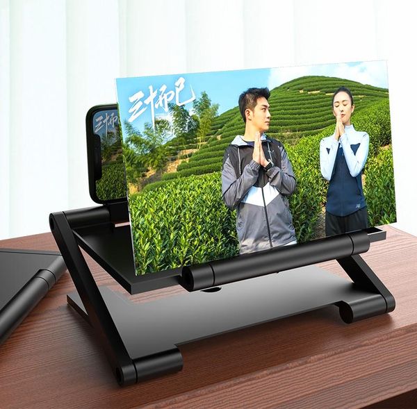 

folding enlarged phone screen magnifier mobile stand bracket holder radiation eye 3d hd video cell mounts & holders