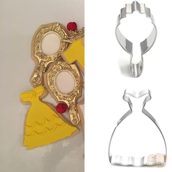 

baking moulds 1pcs patisserie reposteria princess dress mirror metal cookie cutter fondant cake decor tools cupcake ers biscuit diy moul