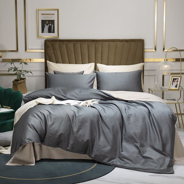 

100 60 thread count long staple four pure cotton bed quilt cover fitted sheet three piece set bedding 4