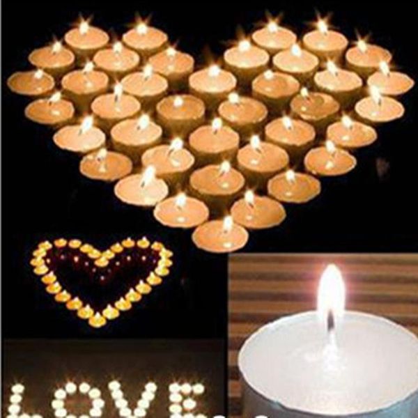 

50pcs smokeless tasteless white aluminum candles romantic supplier for valentine's day wedding party decorative