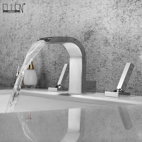 

bathroom sink faucets 3 hole deck mounted faucet widespread black water mixer dual handle cold tap elk1118-3w