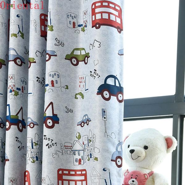 

little cars curtains for kid's room boy's blackout living car tulle child cartoon wp146-30 curtain & drapes