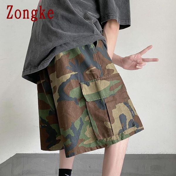 

men's shorts zongke camouflage casual summer cargo men clothing streetwear short long m-2xl 2021 arrivals, White;black