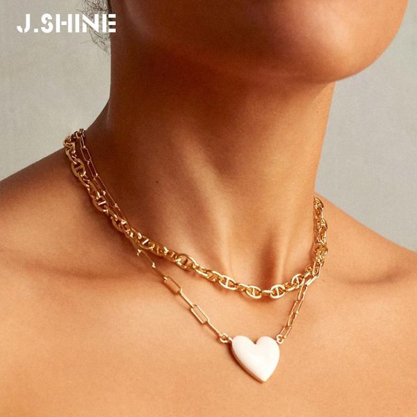 

jshine fashion jewelry 2021 bold pig nose metal chunky chains links choker necklaces for women stackable cuban chain chokers, Golden;silver