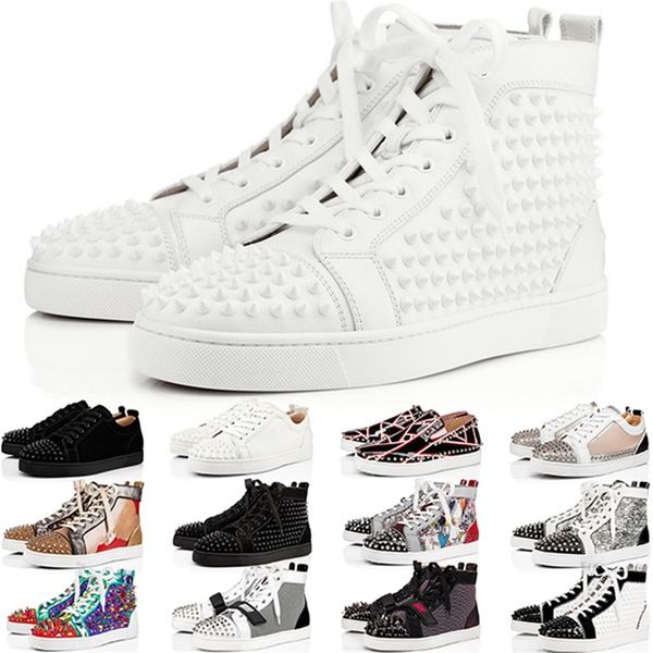 

2021 designer red bottoms casual shoes men women platform black white blue party couple dress leather sneakers sports size 35-47