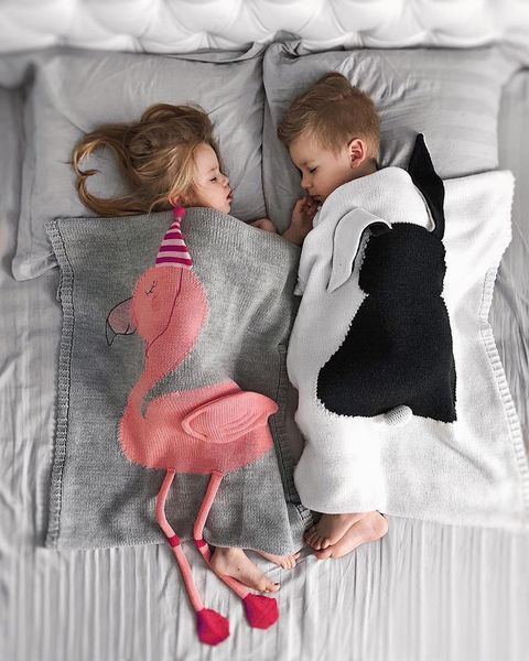 

flamingo swaddle blanket kids soft cotton sleeping blankets knitted bleach baby bath towels play mat knitting carpet