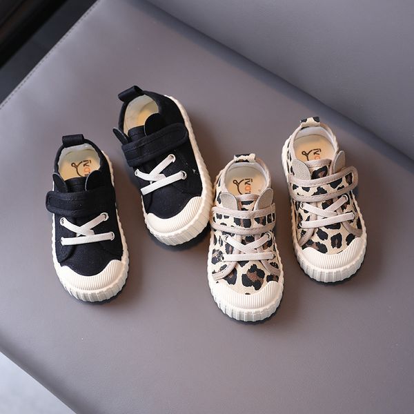 

baby shoes children's canvas spring 2021 men's and women's korean fashion leopard print kindergarten, Black
