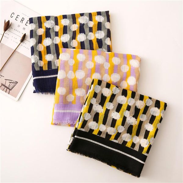 

scarves 2021 fashion white dot viscose hijab scarf maxi wraps headhand shawls soft muslim islamic autumn winter fringe, Blue;gray