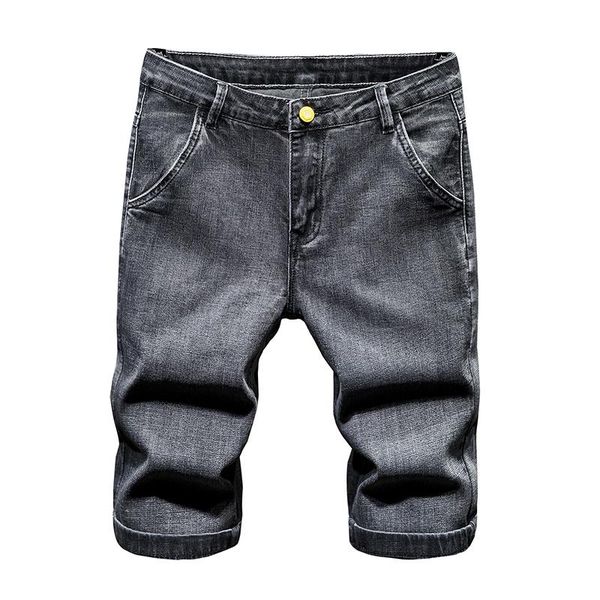 

men's gray denim shorts 2021 summer trend teen fashion slim jeans, Blue