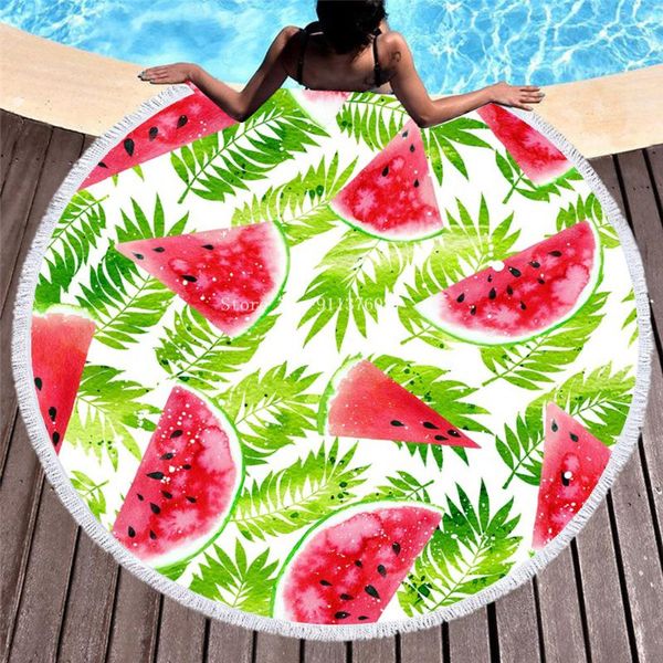 

towel fruit watermelon soft beach tropical printed large round microfiber fabric bath towels children gift