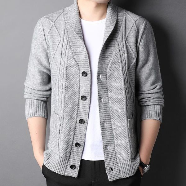 

men's sweaters khaki cardigan brand sweater men autumn winter thick warm 2021 arrivals streetwear fashion casual coat, White;black