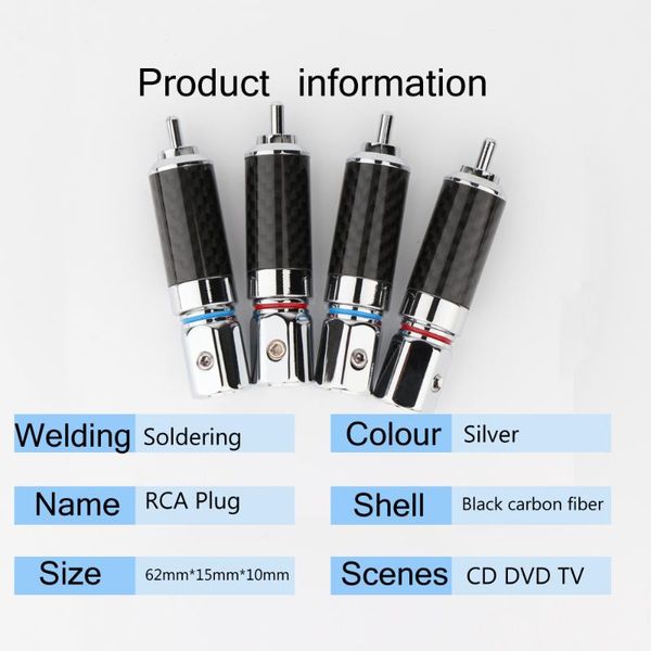 

smart power plugs 4pcs preffair r1700 rhodium plated carbon fiber rca plug connector screw locking audio