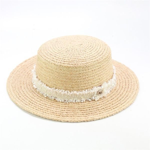 

wide brim hats 2021 fashion teddy bear ribbon raffia hat women summer beach handmade weave soft straw female travel caps wholesale, Blue;gray