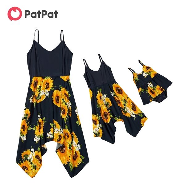 

summer sunflower print sling dresses for mom and me 210528, Blue