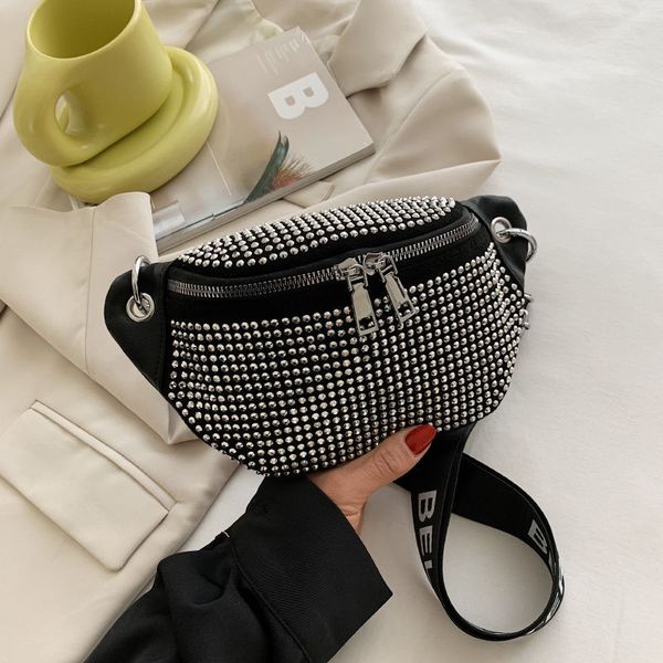 

daily bag 2021 spring and summer new diamond bag female rhinestone-encrusted chain messenger bag ins full diamond chest king rhinestone