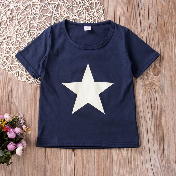 

short sleeve star print t-shirt for toddler and baby boy, White