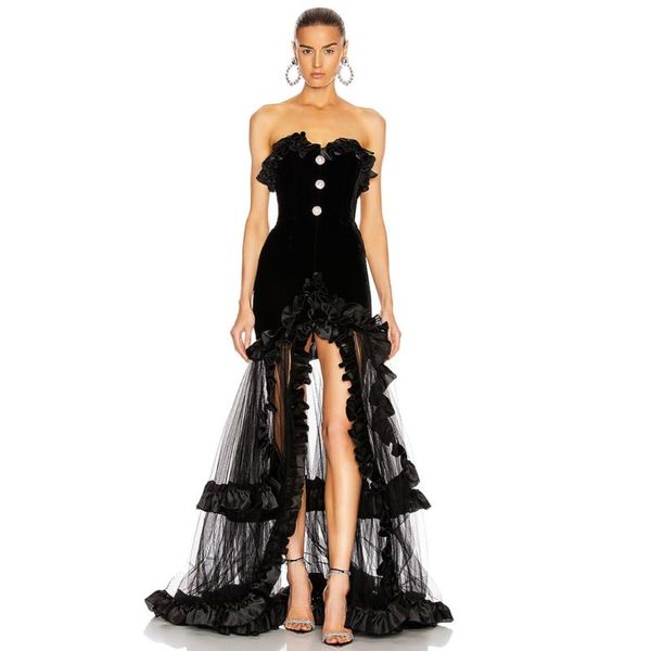 

women long dress strapless mesh summer autumn party club arrival maxi elegant ladies clothing casual dresses, Black;gray