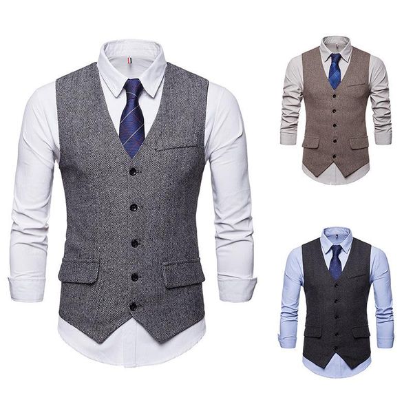 

men' tank fashion men spring and autumn single-breasted vest korean version slim solid color suit clothing, White;black