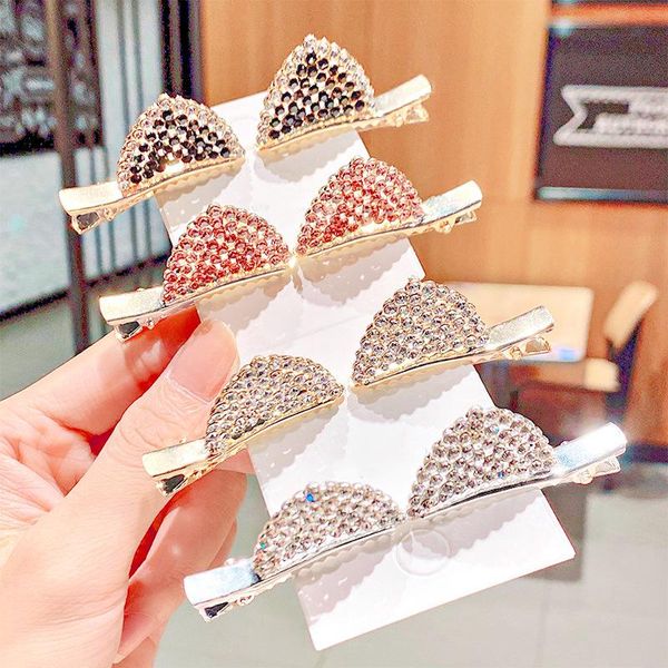 

1pair girls cute shining full crystal cat ears hairpins princess lovely hair clips barrettes headband fashion accessories, Slivery;white
