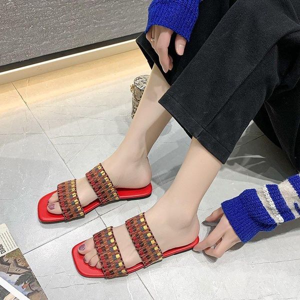 

slippers woman 2021 women's casual outdoor ladies beach shoes female fashion flats footwear plus size 43, Black