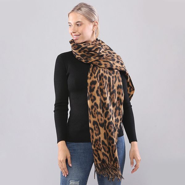 

new long scarf in autumn winter leopard fringe double-sided air-conditioned room warm and thickened with shawl, Blue;gray